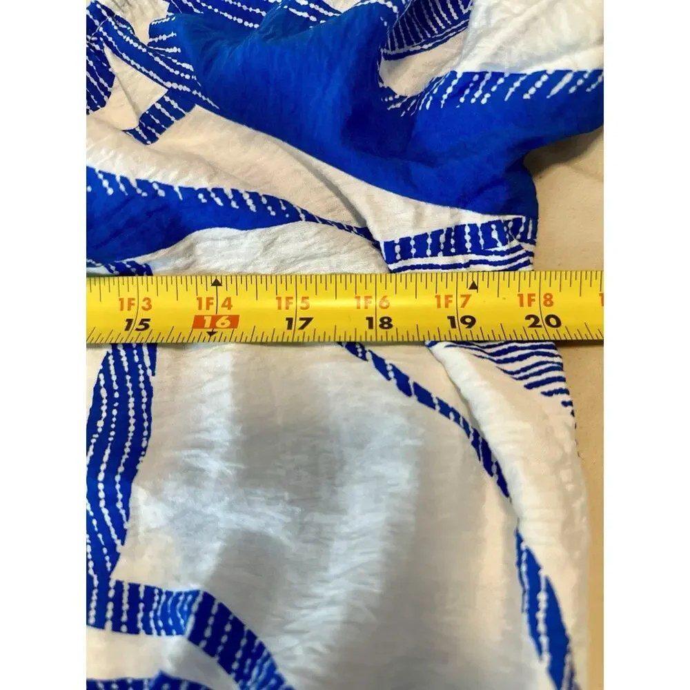 Nine West Blue And White Off Shoulder Summer Blouse Large